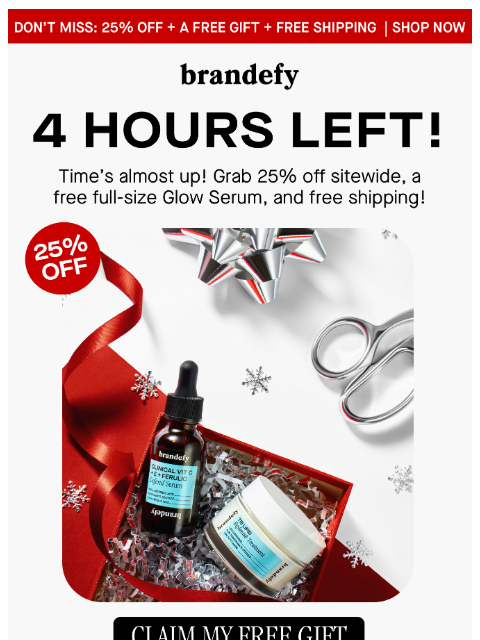 brandefyskin newsletter: 4 hours left!