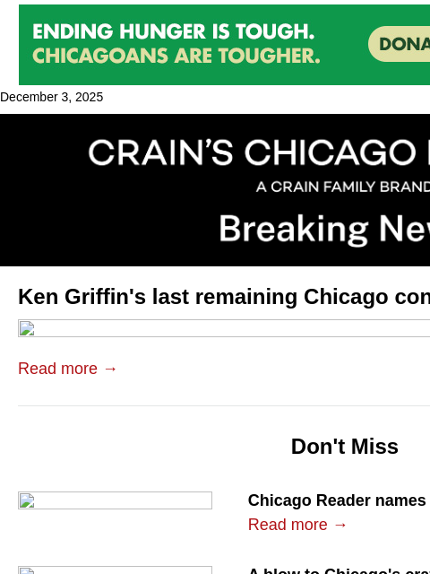 crainalerts newsletter: Ken Griffin lands buyer for his final Chicago cond...