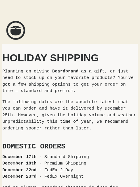 beardbrand newsletter: Just in the Saint Nick of time