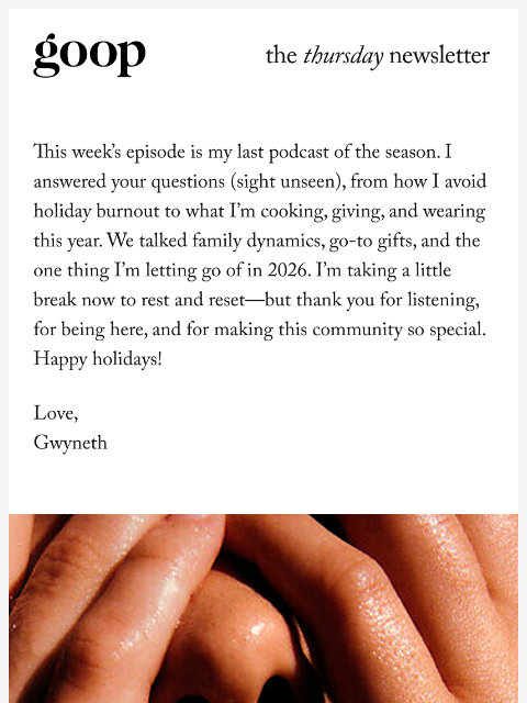goop newsletter: the Thursday newsletter