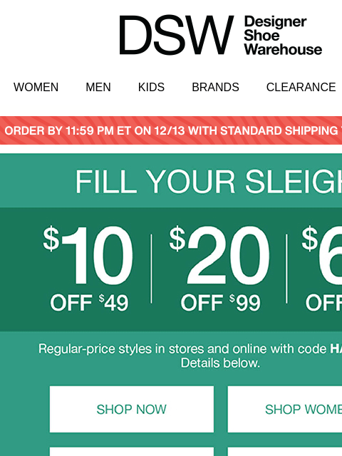 dsw newsletter: $10 off + 5 December trends you need!