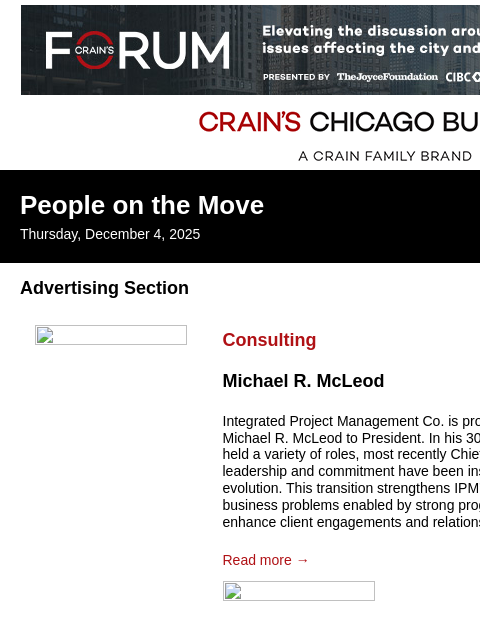 crainalerts newsletter: Crain's Chicago Business - People on the Move