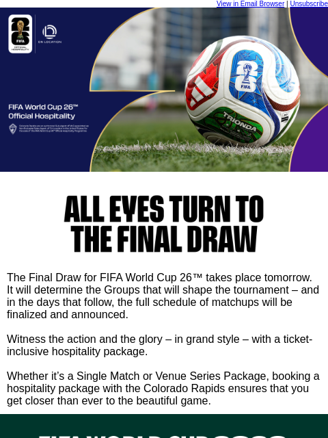 thecoloradorapids newsletter: The Final Draw is Fast Approaching