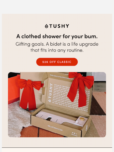 hellotushy newsletter: Better than socks, cheaper than therapy