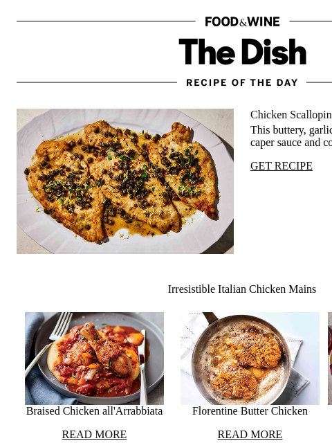 foodandwine newsletter: Chicken Scallopini