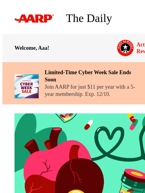 aarp newsletter: The Daily — 11 Screening Tests for Your Heart