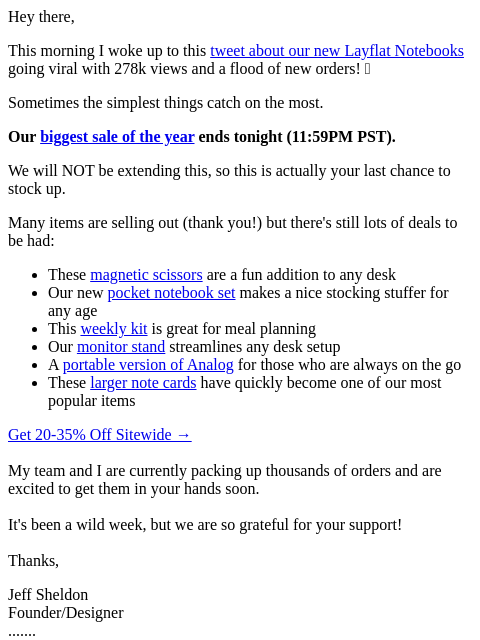 ugmonk newsletter: The final hours (for real)