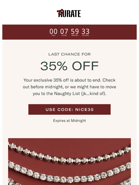 auratenewyork newsletter: 35% OFF EXPIRES TONIGHT