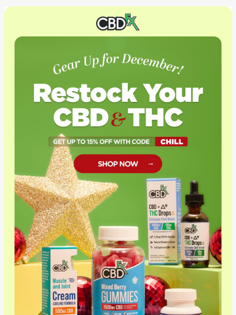 cbdfx newsletter: Restock your CBD & THC for December! ❄️