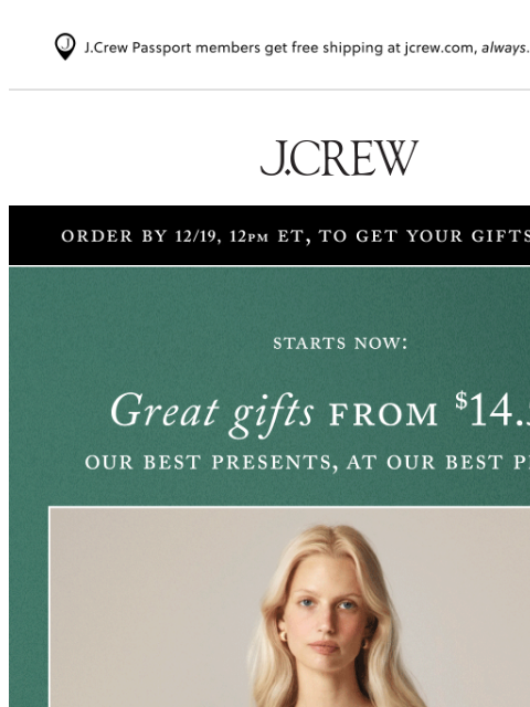 jcrew newsletter: Great gifts from $14.50, to cross off your list
