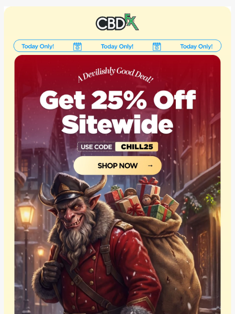 cbdfx newsletter: 👹 A Krampus Surprise: 25% OFF Sitewide!
