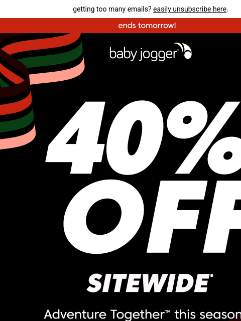 babyjogger newsletter: make moves: 40% off ends tomorrow