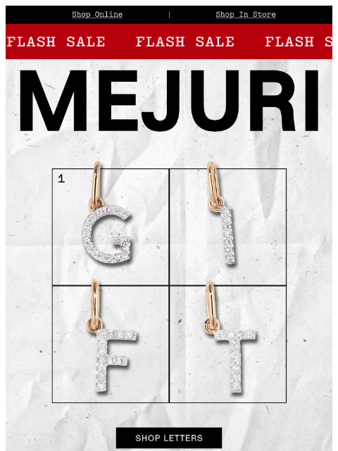 mejuri newsletter: 20% Off All Letter Jewelry