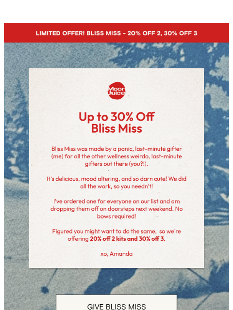 moonjuice newsletter: what Amanda’s gifting this year