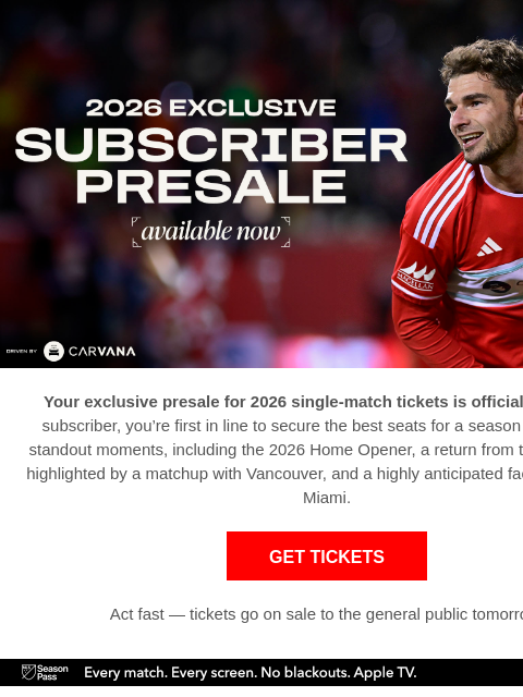 chicagofirefc newsletter: Ready for Kickoff? Your 2026 Presale Is Live 🔥
