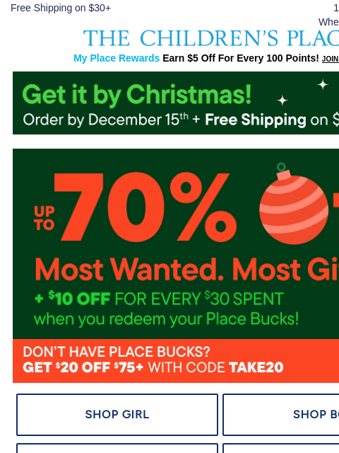 childrensplace newsletter: ✨SPECIAL CODE INSIDE✨ Get $20 off $75!