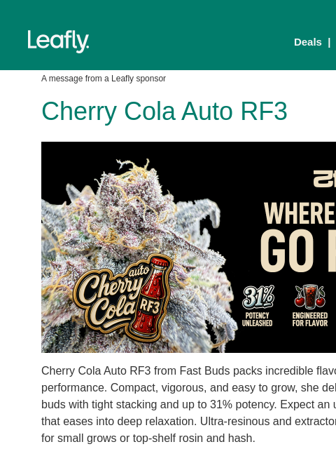 leafly newsletter: New Fast Buds strain drop 🍒