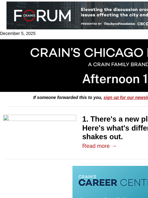 crainalerts newsletter: How Chicago hospitals fared in Forbes' new list