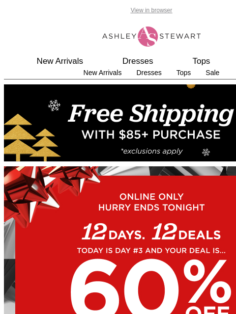 ashleystewart newsletter: [60% off sweaters TODAY ONLY]❄️