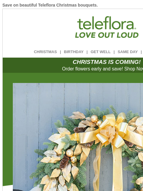 teleflora newsletter: Festive Wreaths for All🎄25% Off Now
