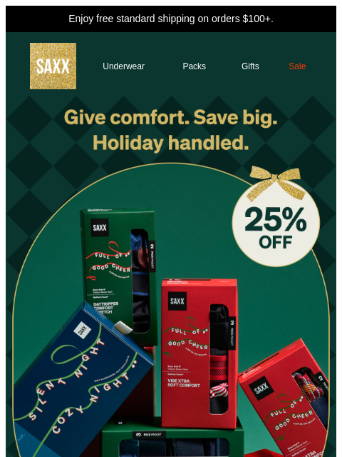 saxxunderwear newsletter: Save 25% on the season’s top gift