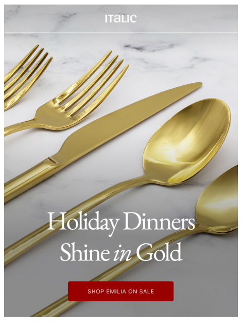 italic newsletter: $60 off Emilia 20-Piece Flatware Set!
