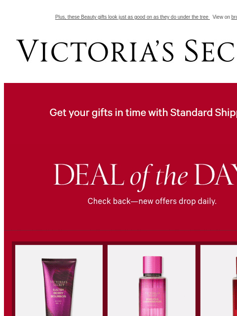 Plus, these Beauty gifts look just as good on as they do under the tree View on browser Victoria's Secret VSCC Available Credit Display images to show real-time content Display images to show real-