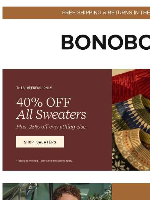 bonobos newsletter: Just About Everything Is 25% Off