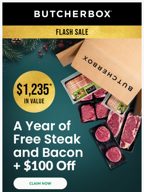 butcherbox newsletter: FLASH SALE 🔥 FREE 🥩 + 🥓