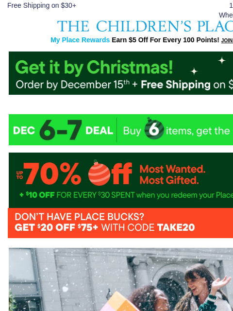 childrensplace newsletter: Merry Holiday PJs for *Everyone* 