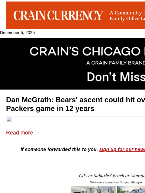 crainalerts newsletter: Bears' ascent could hit overdrive: McGrath
