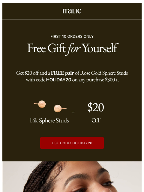 italic newsletter: Unlock Your Free Gift + $20 Off!