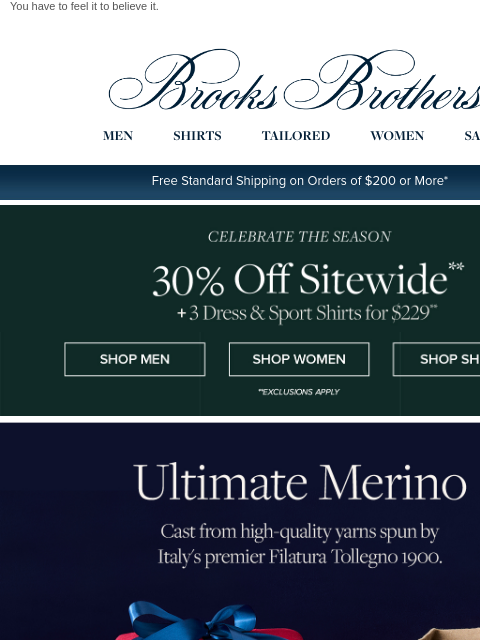 brooksbrothers newsletter: Ultimate merino: 30% off