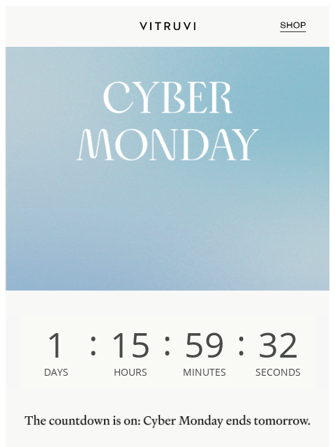 vitruvi newsletter: Cyber Monday Ends TOMORROW ⏰