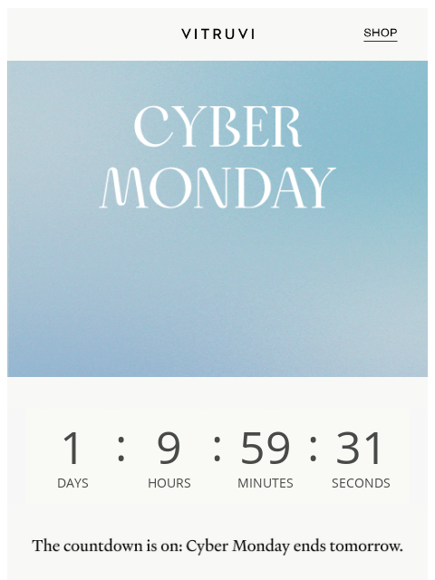 vitruvi newsletter: REMINDER: Cyber Monday Ending SOON ⏰