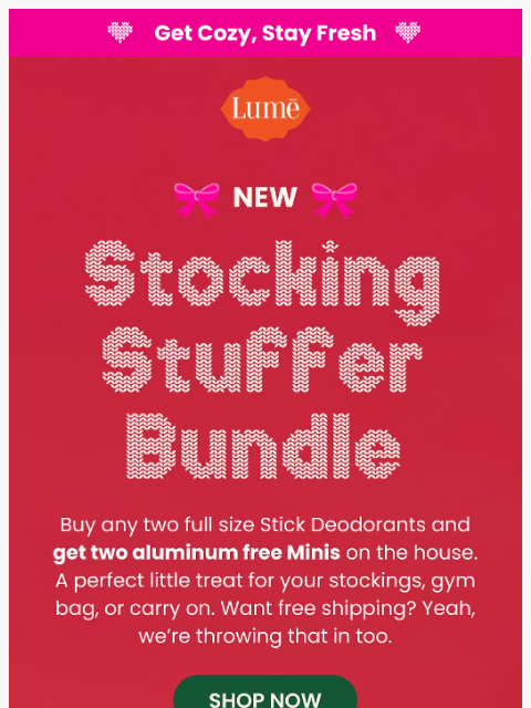 lumedeodorant newsletter: NEW: Stocking Stuffer Bundle! 🧦🎄
