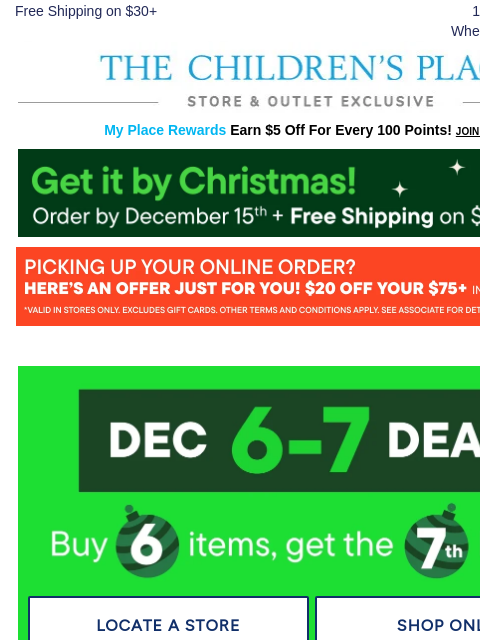 childrensplace newsletter: 7th Item FREE? Time to Fill Your Cart 🛒