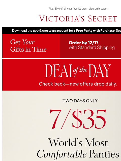 victoriassecret newsletter: Two Days Only: 7/$35 Panties