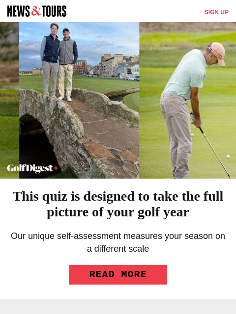 golfdigest newsletter: Major champ gives himself brutal 2025 grade