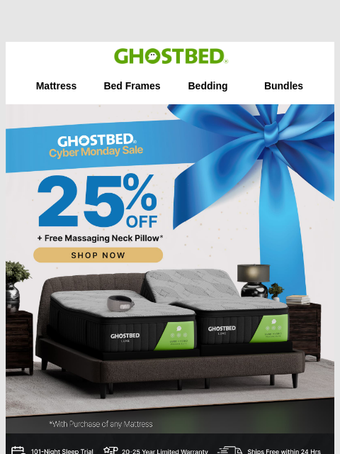 ghostbed newsletter: Cyber. Monday. SALE.