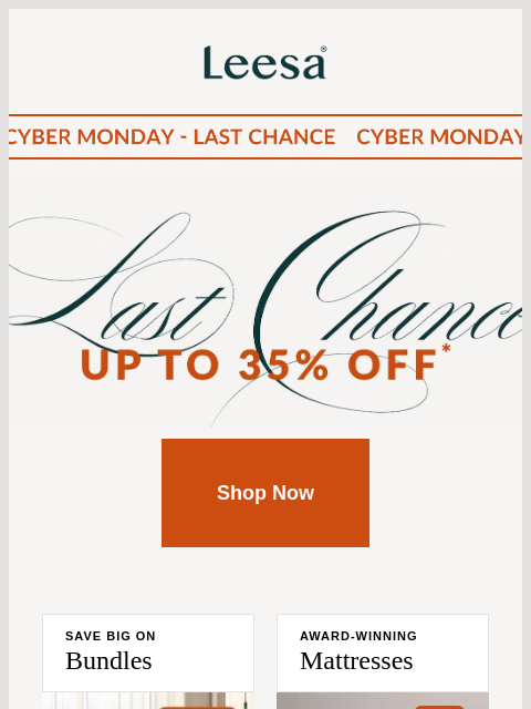 leesasleep newsletter: Up to 35% off* is going, going….