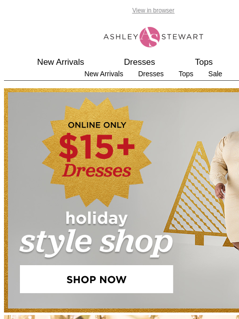 ashleystewart newsletter: Shop $15+ dresses🍾Be the BEST DRESSED guest at th...