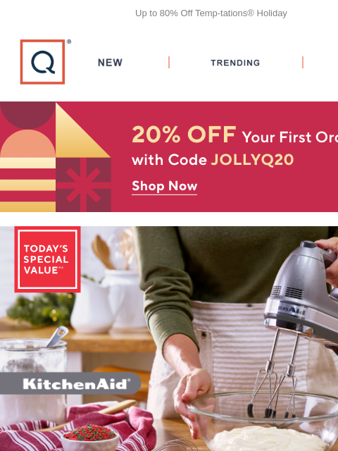 qvcemail newsletter: Lowest Price! KitchenAid Hand Mixer + Get 20% Off