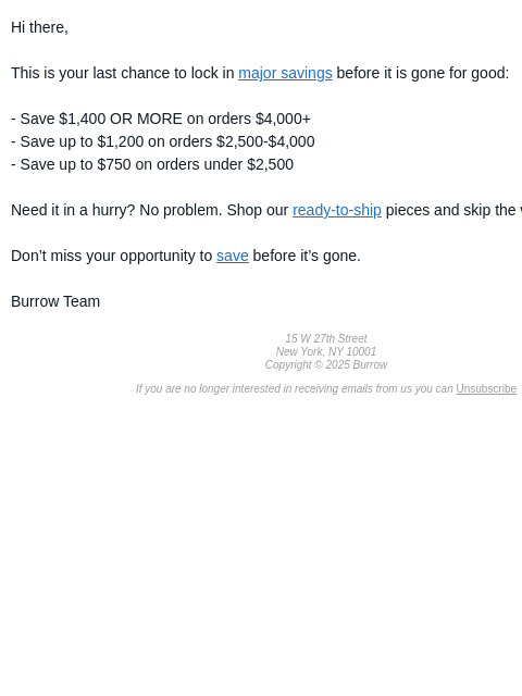 burrow newsletter: Final Hours: Up to 70% Off Ends Soon