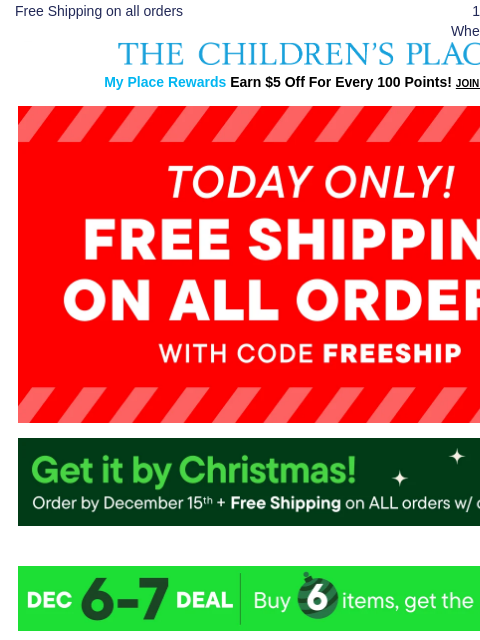 childrensplace newsletter: 70% OFF Holiday-Ready Fits ✨ + Ship Free w/ FREESH...