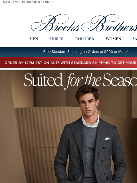 brooksbrothers newsletter: ENDS TODAY: 40% off tailored styles