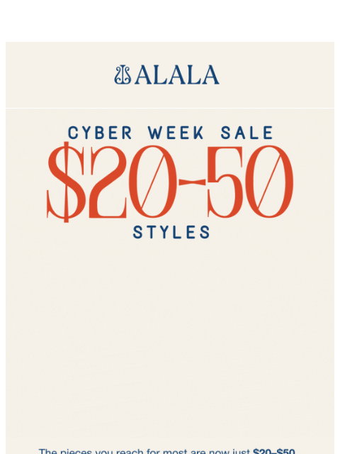 alalastyle newsletter: Bestsellers for $20–$50 (No Code Needed)
