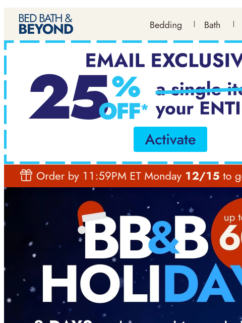 bedbathandbeyond newsletter: BB&B HoliDAYS deals you’ll love (up to 60% off!)