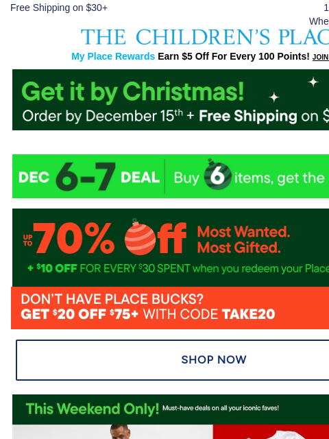 childrensplace newsletter: Your Cart's Waiting + Enter Code TAKE20 for $20 Of...