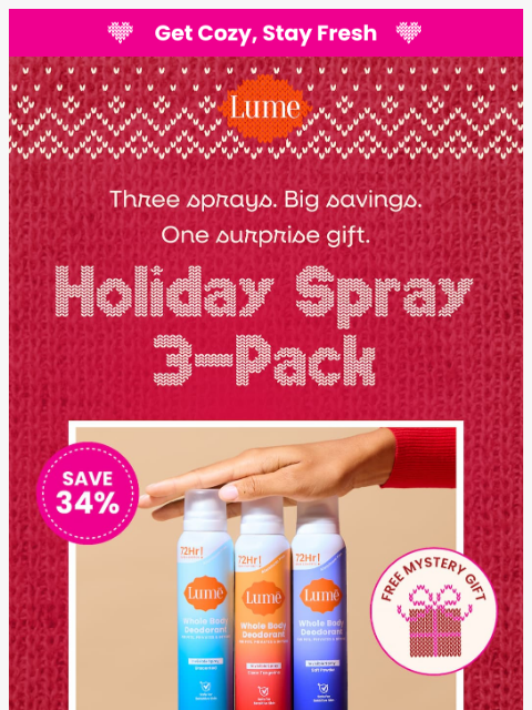 lumedeodorant newsletter: Holiday Flash Deal ⚡ Save 34% on 3 Sprays!